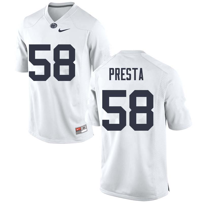 NCAA Nike Men's Penn State Nittany Lions Evan Presta #58 College Football Authentic White Stitched Jersey DFZ7498QC